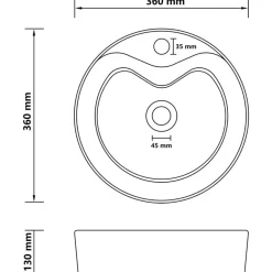 vidaXL Fontanería-Lavabo lujoso con rebosadero cerámica 36x13 cm