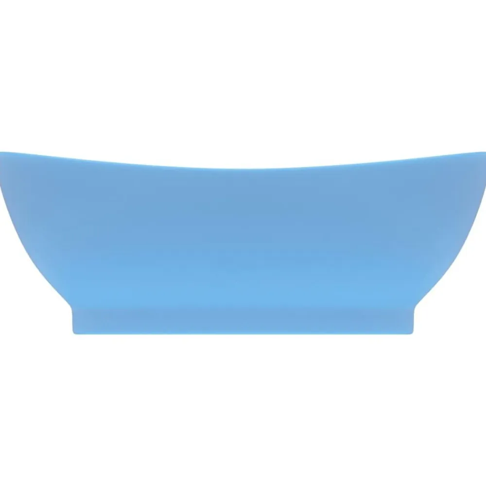 vidaXL Lavabo lujoso con rebosadero cerámica azul claro 58,5x39 cm azul claro mate Sale