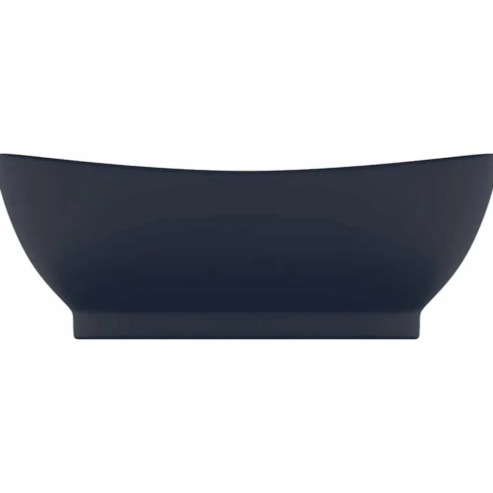 vidaXL Lavabo lujoso con rebosadero cerámica azul oscuro 58,5x39cm azul oscuro mate Discount