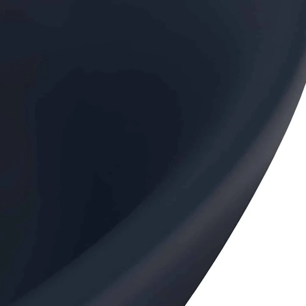 vidaXL Lavabo lujoso con rebosadero cerámica azul oscuro 58,5x39cm azul oscuro mate Discount