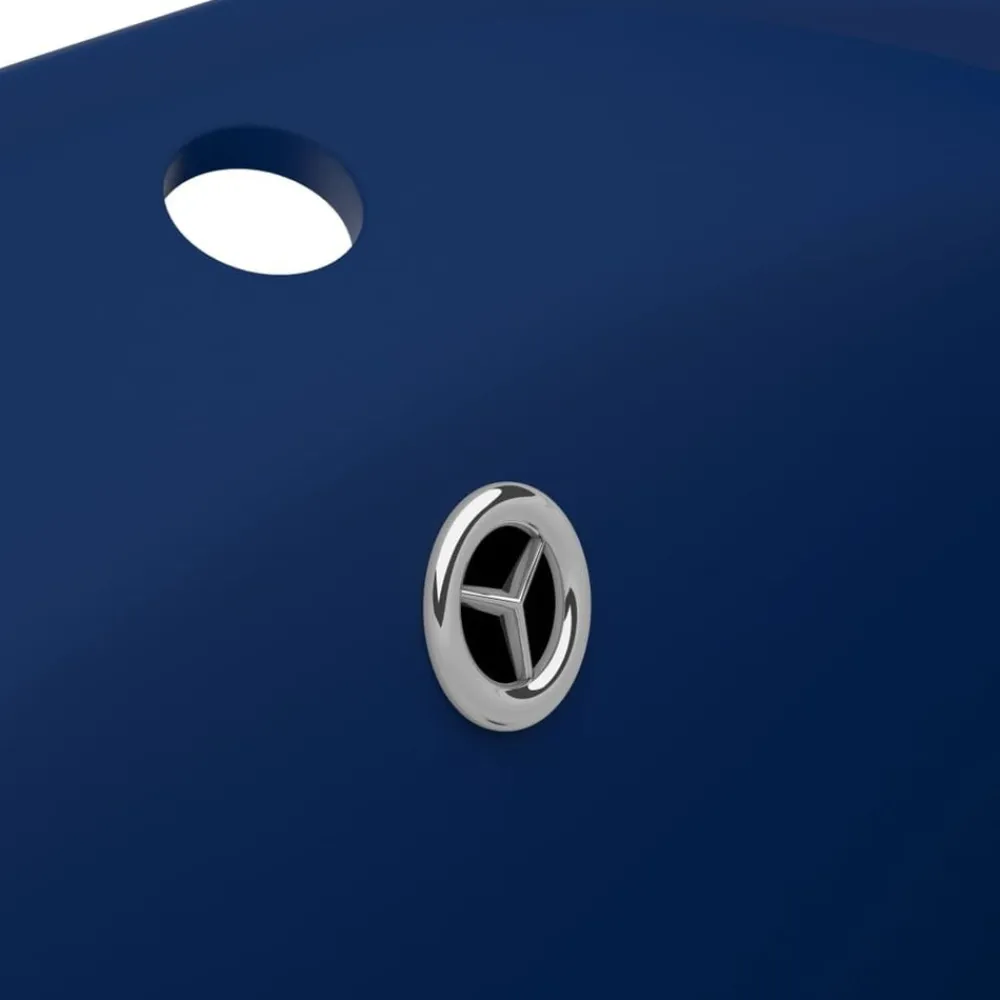 vidaXL Lavabo lujoso con rebosadero cerámica azul oscuro 58,5x39cm azul oscuro mate Discount
