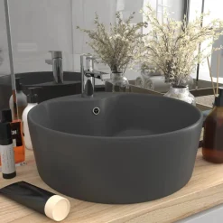 vidaXL Fontanería-Lavabo lujoso con rebosadero cerámica 36x13 cm