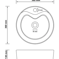 vidaXL Fontanería-Lavabo lujoso con rebosadero cerámica 36x13 cm