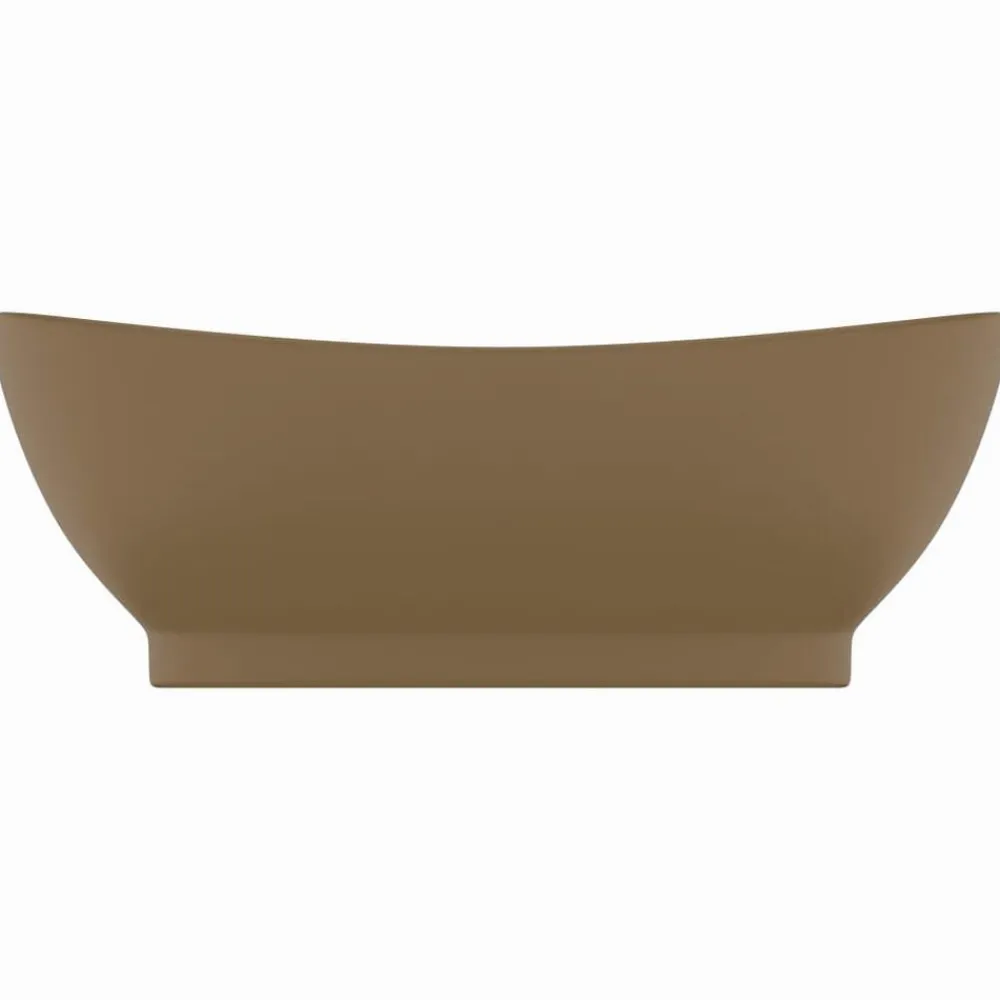 vidaXL Lavabo lujoso con rebosadero cerámica 58,5x39 cm crema mate Best