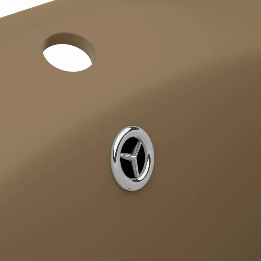 vidaXL Lavabo lujoso con rebosadero cerámica 58,5x39 cm crema mate Best