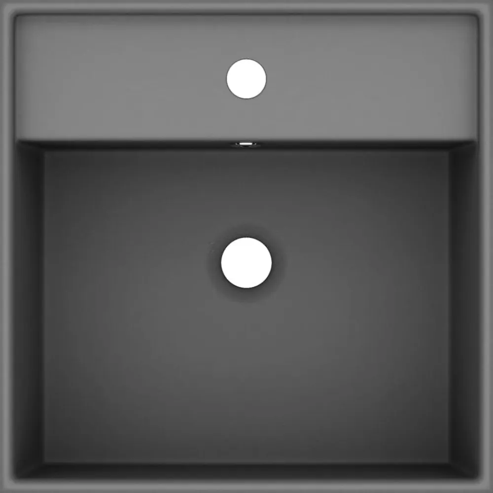 vidaXL Lavabo lujoso cuadrado rebosadero cerámica gris oscuro 41x41 cm gris oscuro mate Discount