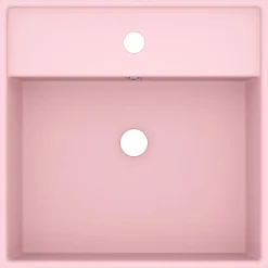 vidaXL Lavabo lujoso cuadrado rebosadero cerámica 41x41 cm rosa mate New