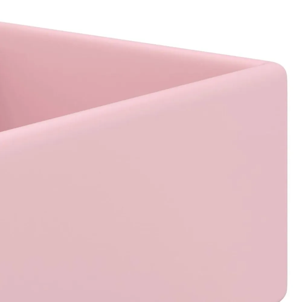 vidaXL Lavabo lujoso cuadrado rebosadero cerámica 41x41 cm rosa mate New
