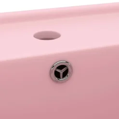 vidaXL Lavabo lujoso cuadrado rebosadero cerámica 41x41 cm rosa mate New