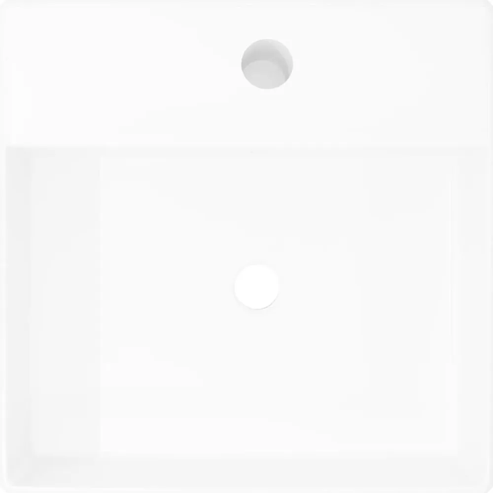 vidaXL Lavabo lujoso cuadrado cerámica orificio de grifo 41x41 cm Blanco Outlet