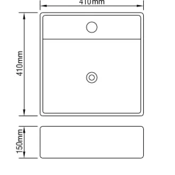 vidaXL Lavabo lujoso cuadrado cerámica orificio de grifo 41x41 cm Blanco Outlet