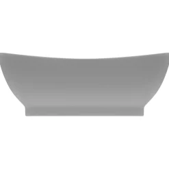 vidaXL Lavabo lujoso ovalado con rebosadero cerámica gris claro mate Clearance