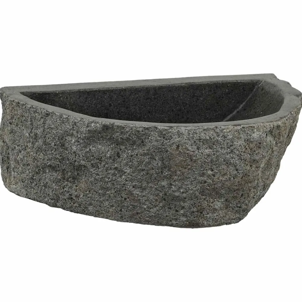 vidaXL Fontanería-Lavabo montado en la pared Gris 37 x 30 x 12 cm Piedra de río
