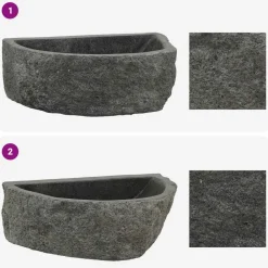 vidaXL Fontanería-Lavabo montado en la pared Gris 37 x 30 x 12 cm Piedra de río