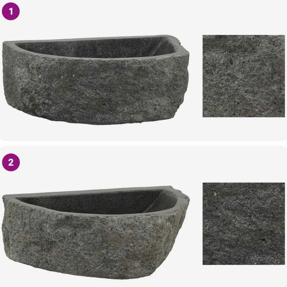 vidaXL Fontanería-Lavabo montado en la pared Gris 37 x 30 x 12 cm Piedra de río