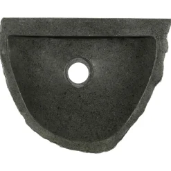 vidaXL Fontanería-Lavabo montado en la pared Gris 37 x 30 x 12 cm Piedra de río