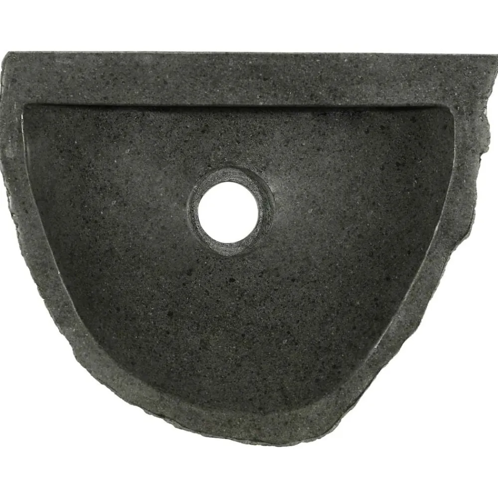 vidaXL Fontanería-Lavabo montado en la pared Gris 37 x 30 x 12 cm Piedra de río