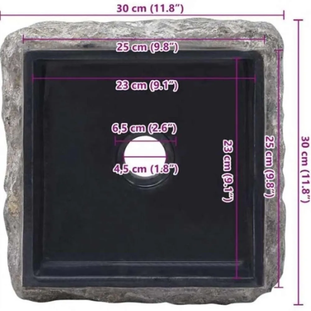 vidaXL Fontanería-Lavabo mármol 30x30x13 cm