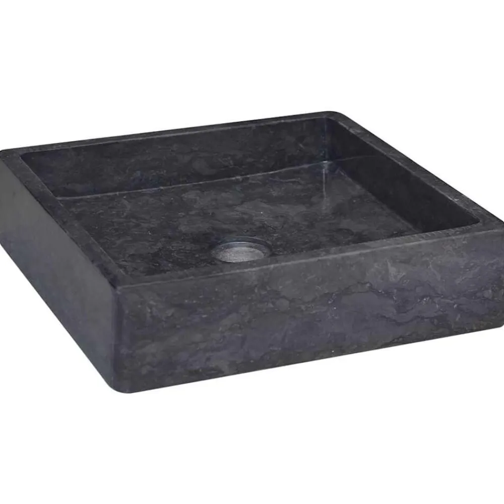 vidaXL Lavabo mármol 40x40x10 cm Negro Clearance