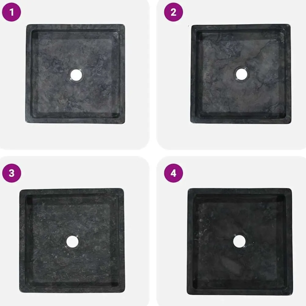 vidaXL Lavabo mármol 40x40x10 cm Negro Clearance