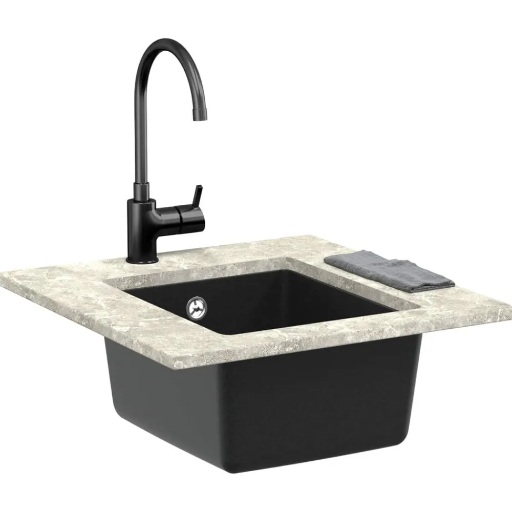 vidaXL Fontanería-Lavabo 370 x 460 mm 80% Cuarzo y 20% Resina