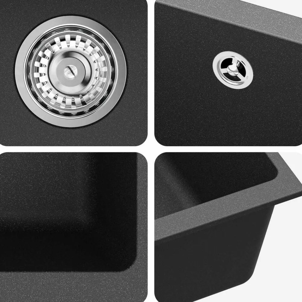 vidaXL Fontanería-Lavabo 370 x 460 mm 80% Cuarzo y 20% Resina