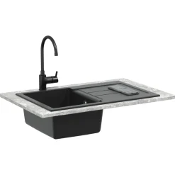 vidaXL Fontanería-Lavabo 780 x 500 mm 80% Cuarzo y 20% Resina