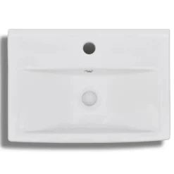vidaXL Fontanería-Lavabo rectangular de cerámica hueco de grifo/desagüe