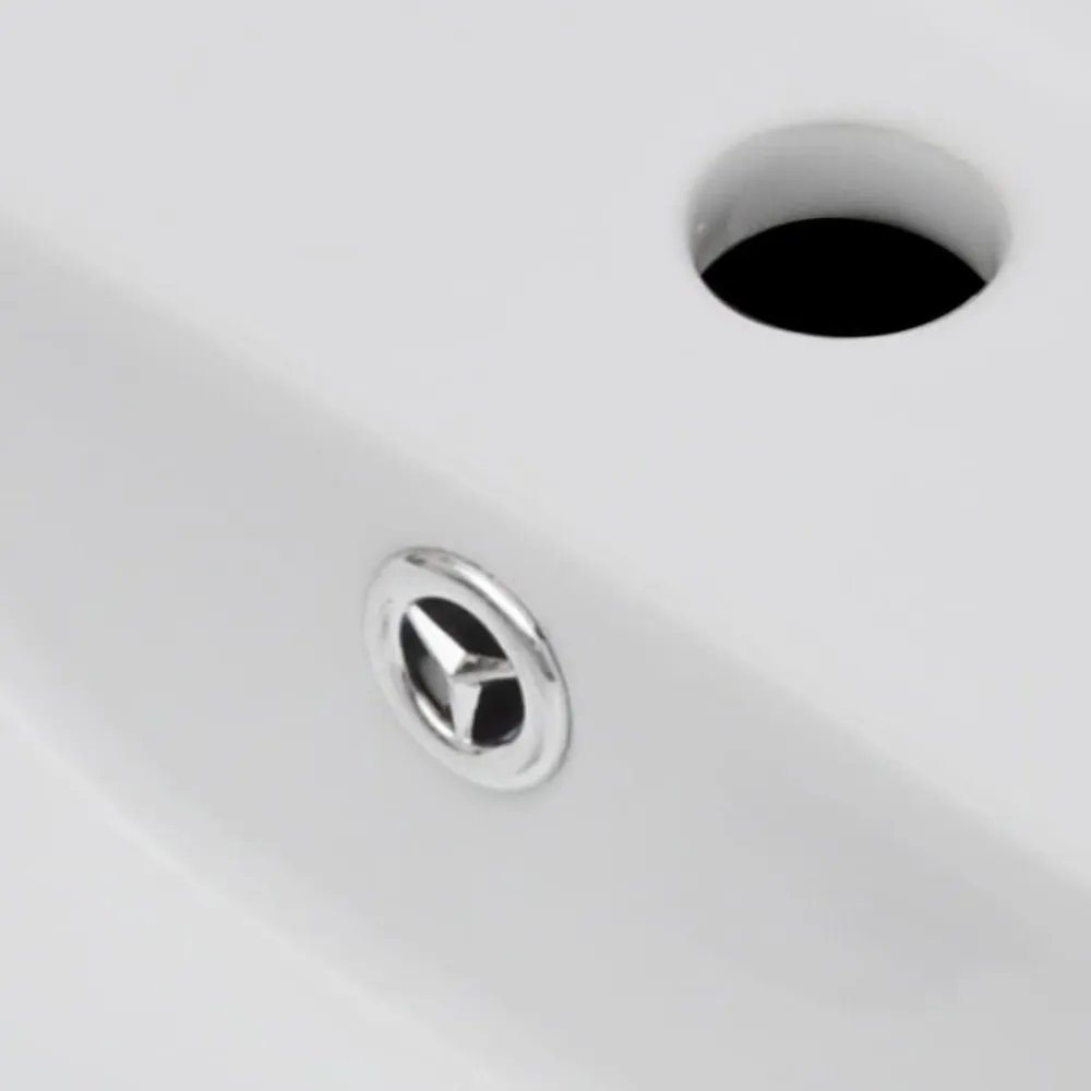 vidaXL Fontanería-Lavabo rectangular de cerámica hueco de grifo/desagüe