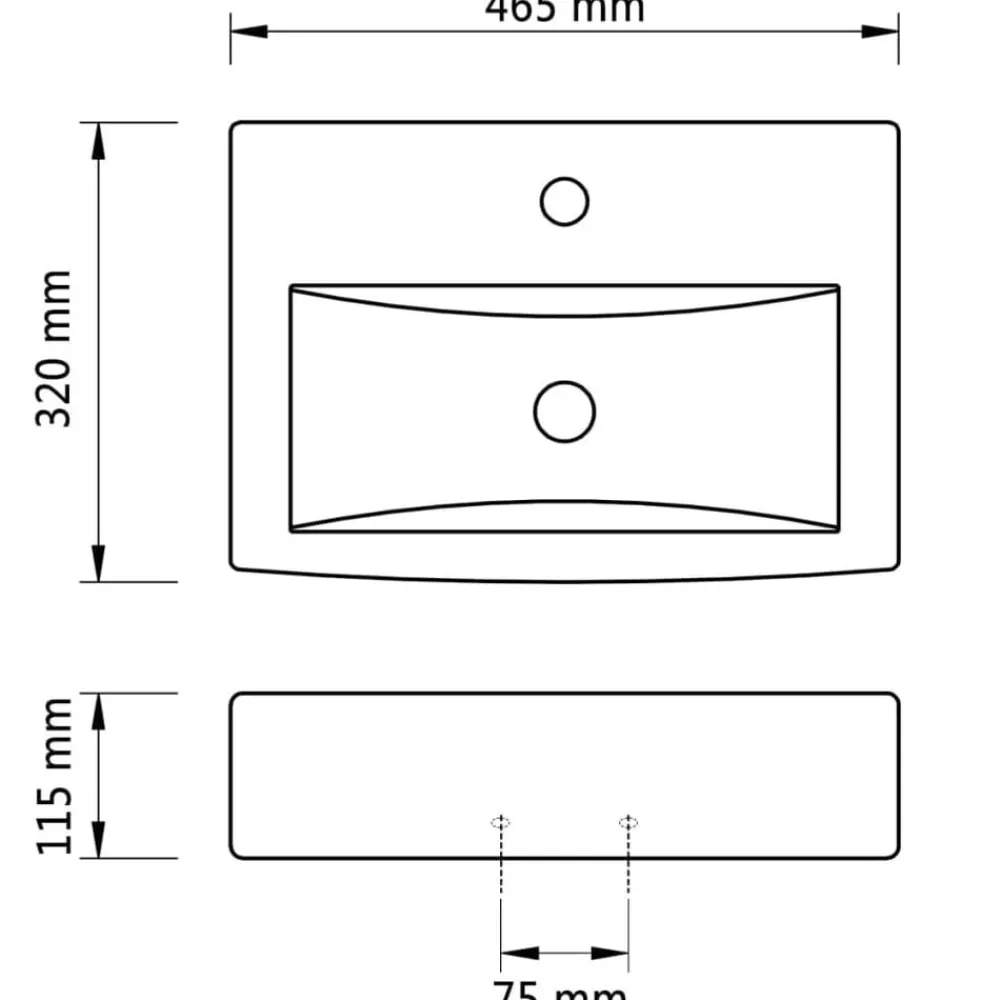 vidaXL Fontanería-Lavabo rectangular de cerámica hueco de grifo/desagüe