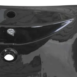vidaXL Lavabo rectangular cerámica orificio de grifo y desagüe Negro Clearance