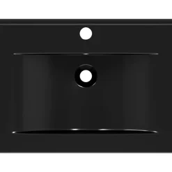 vidaXL Lavabo rectangular cerámica orificio de grifo 60x46 cm Negro New