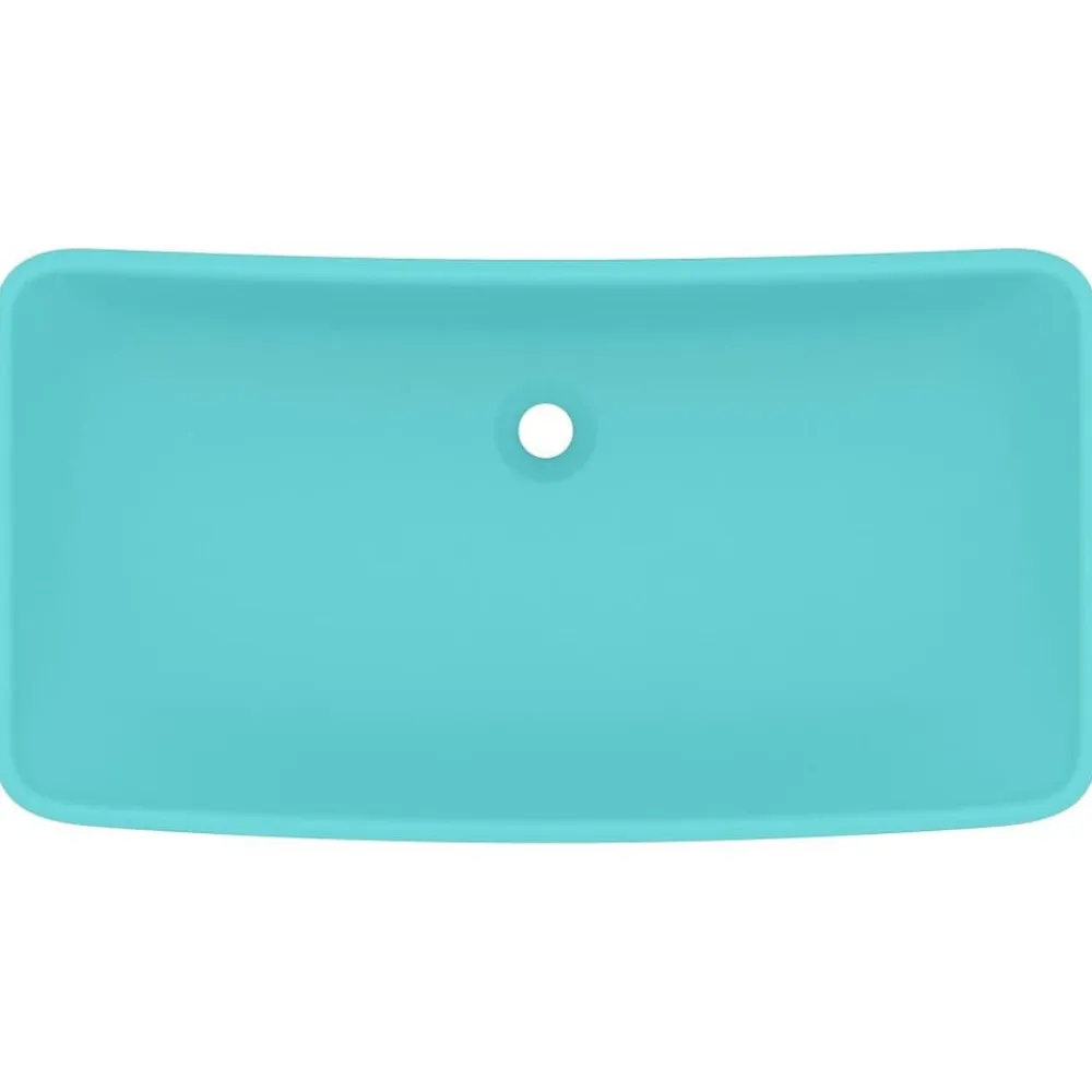 vidaXL Lavabo rectangular de lujo cerámica 71x38 cm verde claro mate New