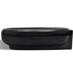 vidaXL Lavabo redondo de cerámica con orificio de grifo/desagüe Negro Hot