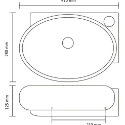 vidaXL Lavabo redondo de cerámica con orificio de grifo/desagüe Negro Hot