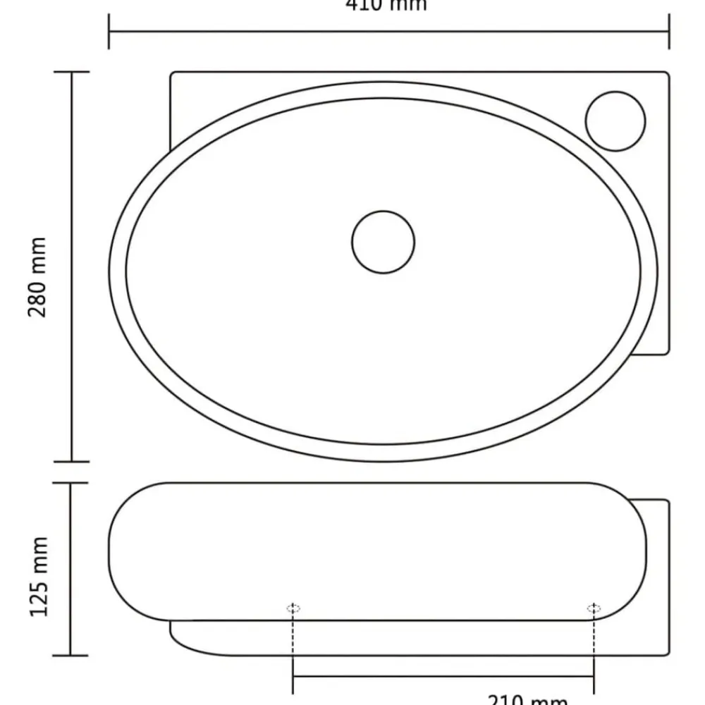 vidaXL Lavabo redondo de cerámica con orificio de grifo/desagüe Negro Hot