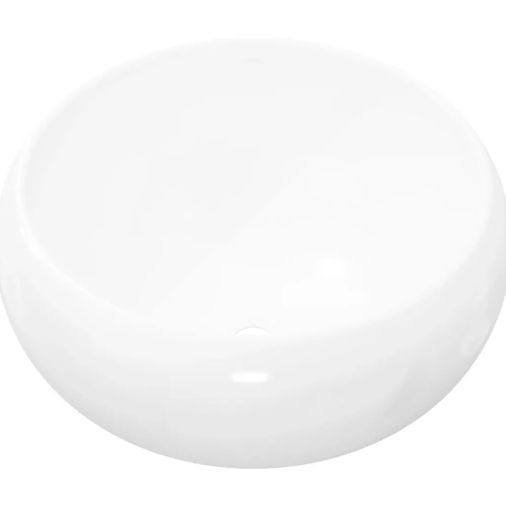 vidaXL Lavabo redondo de cerámica 40x15 cm Blanco Clearance