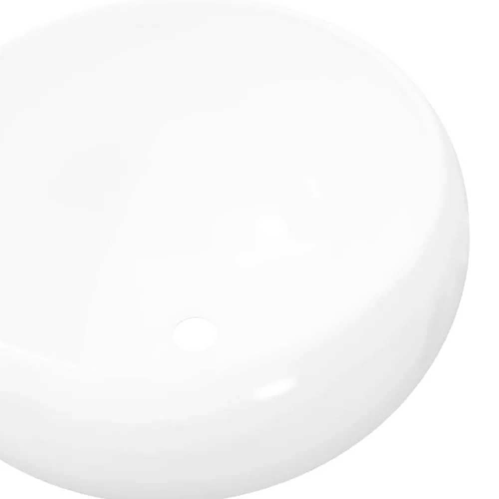 vidaXL Lavabo redondo de cerámica 40x15 cm Blanco Clearance