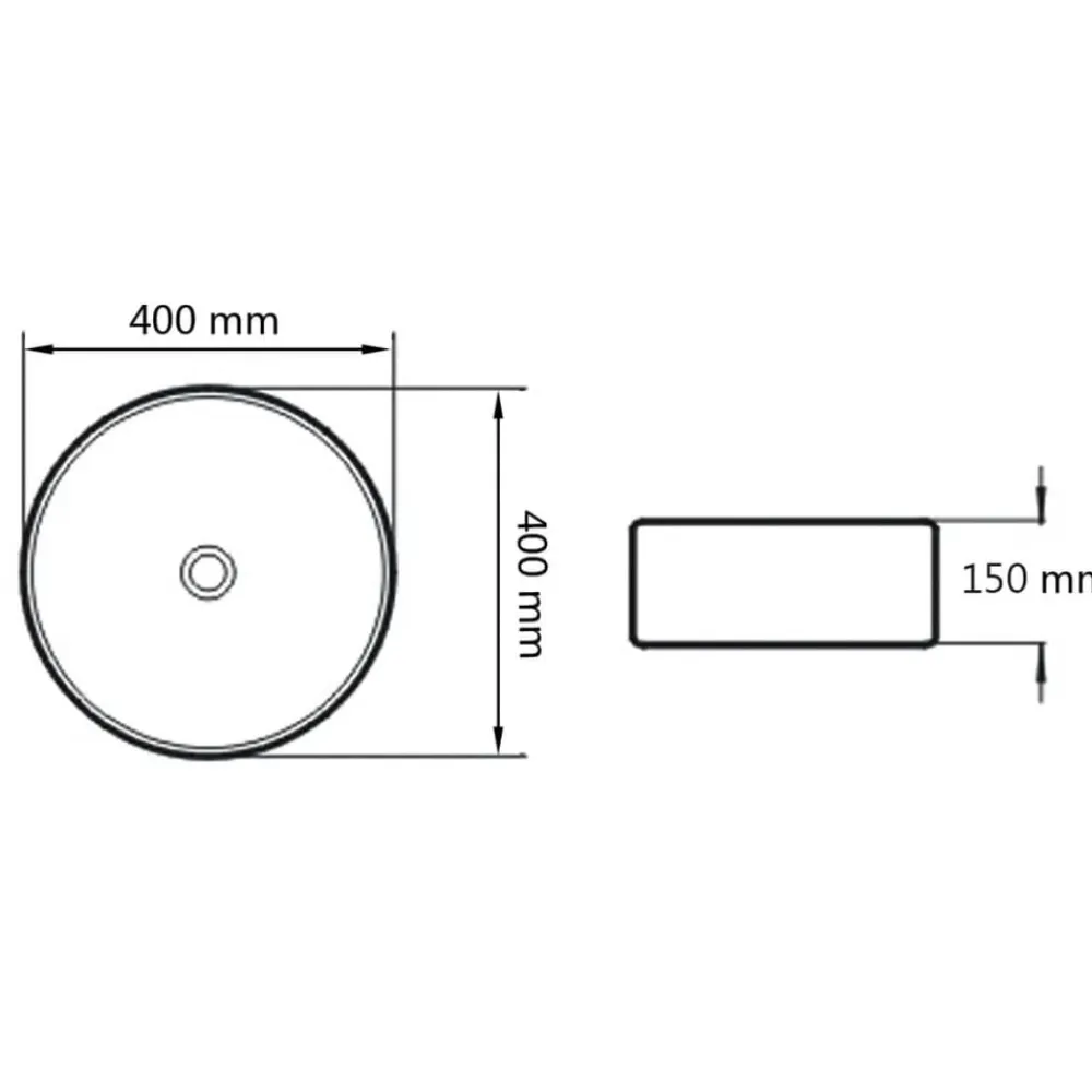 vidaXL Lavabo redondo de cerámica 40x15 cm Blanco Clearance
