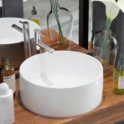 vidaXL Fontanería-Lavabo redondo de cerámica 40x15 cm