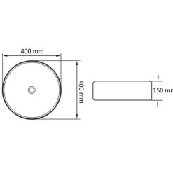 vidaXL Fontanería-Lavabo redondo de cerámica 40x15 cm