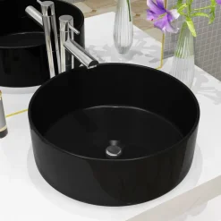 vidaXL Fontanería-Lavabo redondo de cerámica 40x15 cm