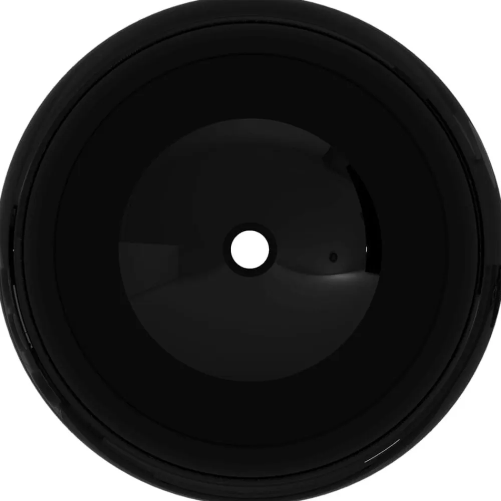 vidaXL Lavabo redondo de cerámica 40x15 cm Negro Discount