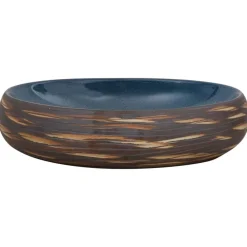 vidaXL Lavabo sobre encimera ovalado cerámica marrón y azul 59x40x15cm Azul y marr&oacute;n
