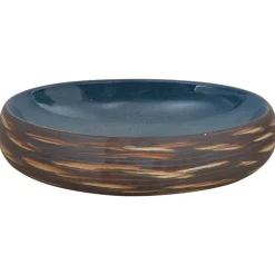 vidaXL Lavabo sobre encimera ovalado cerámica marrón y azul 59x40x15cm Azul y marr&oacute;n