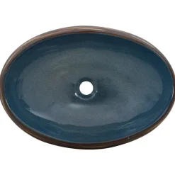 vidaXL Lavabo sobre encimera ovalado cerámica marrón y azul 59x40x15cm Azul y marr&oacute;n