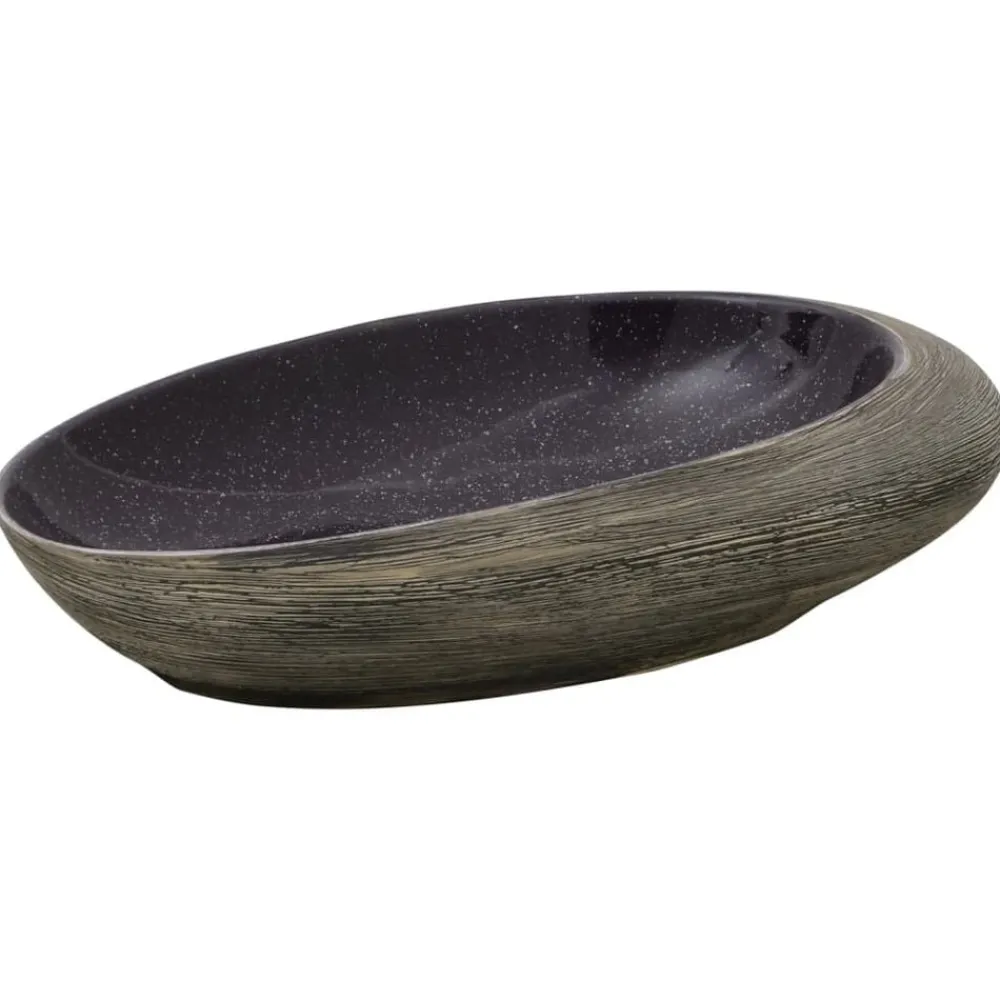vidaXL Lavabo sobre encimera ovalado cerámica gris 59x40x14 cm Morado Online