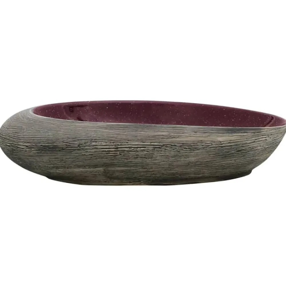 vidaXL Lavabo sobre encimera ovalado cerámica gris 59x40x14 cm Morado Online