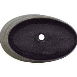 vidaXL Lavabo sobre encimera ovalado cerámica gris 59x40x14 cm Morado Online