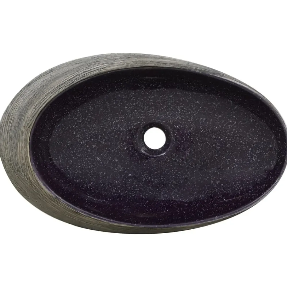 vidaXL Lavabo sobre encimera ovalado cerámica gris 59x40x14 cm Morado Online
